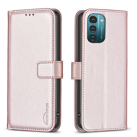 Handytasche Stand Schutzhülle Flip Leder Hülle B17F für Nokia G21 Rosegold