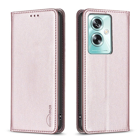 Handytasche Stand Schutzhülle Flip Leder Hülle B17F für Oppo A2 5G Rosegold