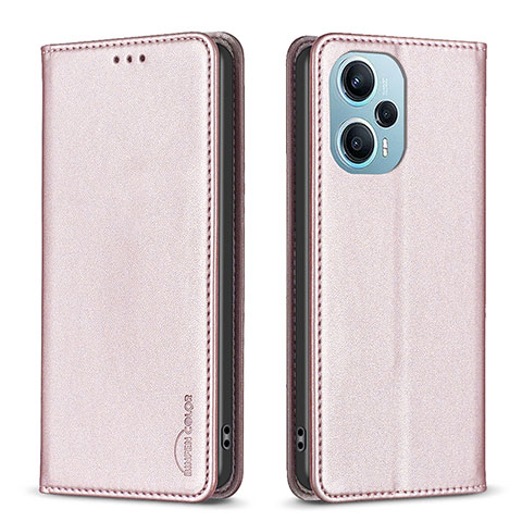 Handytasche Stand Schutzhülle Flip Leder Hülle B17F für Xiaomi Poco F5 5G Rosegold