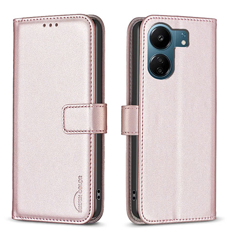 Handytasche Stand Schutzhülle Flip Leder Hülle B17F für Xiaomi Redmi 13C Rosegold