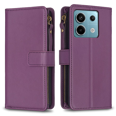 Handytasche Stand Schutzhülle Flip Leder Hülle B17F für Xiaomi Redmi Note 13 Pro 5G Violett