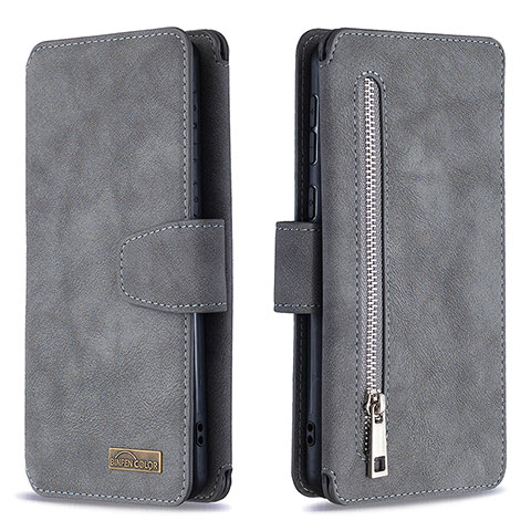 Handytasche Stand Schutzhülle Flip Leder Hülle B18F für Samsung Galaxy A21 Grau