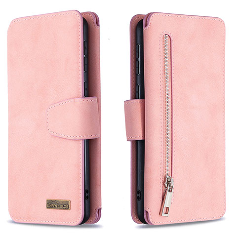 Handytasche Stand Schutzhülle Flip Leder Hülle B18F für Samsung Galaxy A21 Rosegold