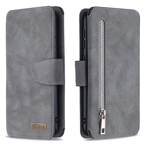 Handytasche Stand Schutzhülle Flip Leder Hülle B18F für Samsung Galaxy A30 Grau