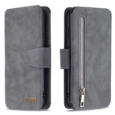 Handytasche Stand Schutzhülle Flip Leder Hülle B18F für Samsung Galaxy A31 Grau