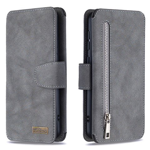 Handytasche Stand Schutzhülle Flip Leder Hülle B18F für Samsung Galaxy A50S Grau