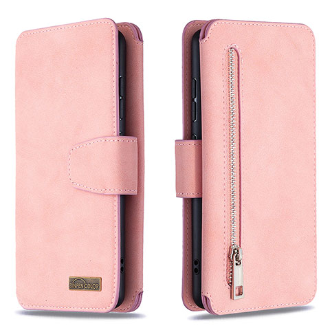 Handytasche Stand Schutzhülle Flip Leder Hülle B18F für Samsung Galaxy A51 4G Rosegold