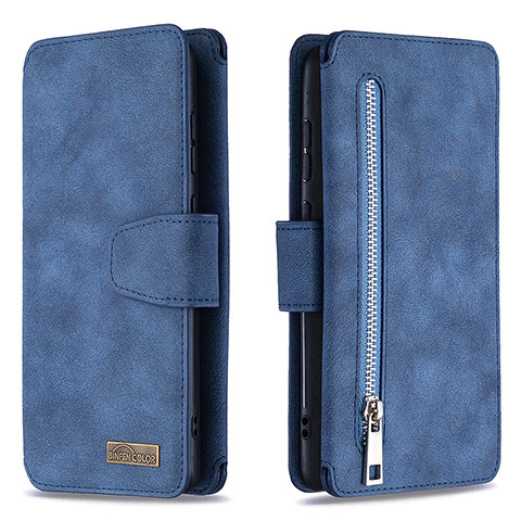 Handytasche Stand Schutzhülle Flip Leder Hülle B18F für Samsung Galaxy A81 Blau