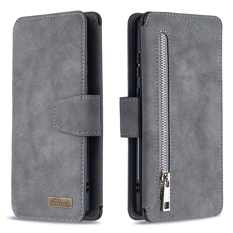 Handytasche Stand Schutzhülle Flip Leder Hülle B18F für Samsung Galaxy Note 20 5G Grau