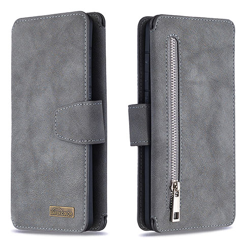 Handytasche Stand Schutzhülle Flip Leder Hülle B18F für Samsung Galaxy S20 Ultra 5G Grau