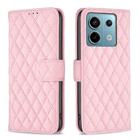 Handytasche Stand Schutzhülle Flip Leder Hülle B20F für Xiaomi Redmi Note 13 Pro 5G Rosegold