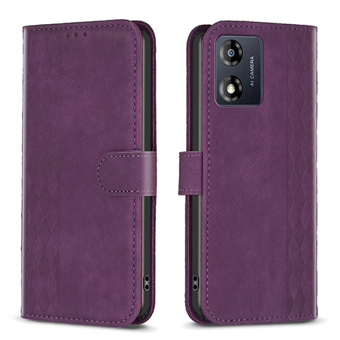 Handytasche Stand Schutzhülle Flip Leder Hülle B21F für Motorola Moto E13 Violett