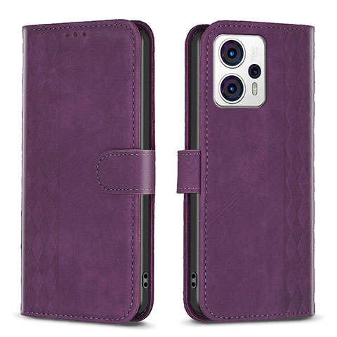 Handytasche Stand Schutzhülle Flip Leder Hülle B21F für Motorola Moto G23 Violett