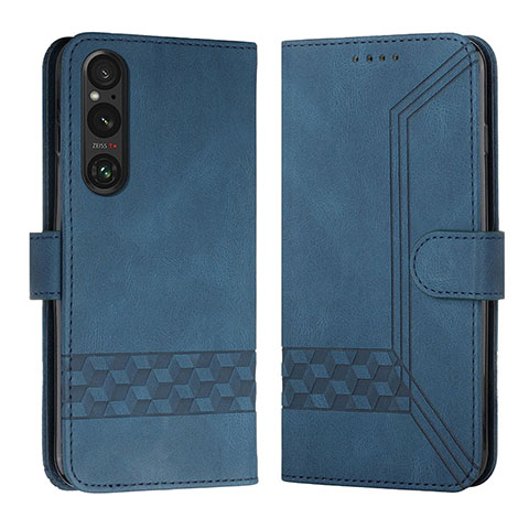 Handytasche Stand Schutzhülle Flip Leder Hülle B21F für Sony Xperia 1 V Blau