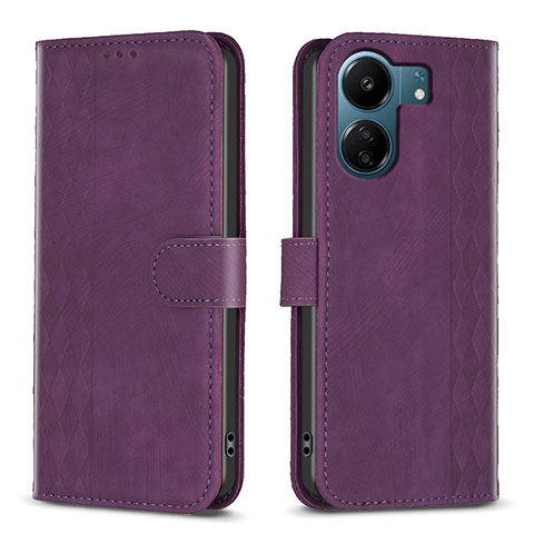 Handytasche Stand Schutzhülle Flip Leder Hülle B21F für Xiaomi Redmi 13C Violett