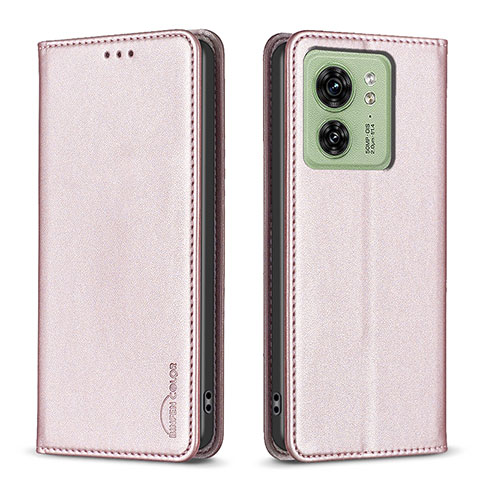 Handytasche Stand Schutzhülle Flip Leder Hülle B22F für Motorola Moto Edge (2023) 5G Rosegold