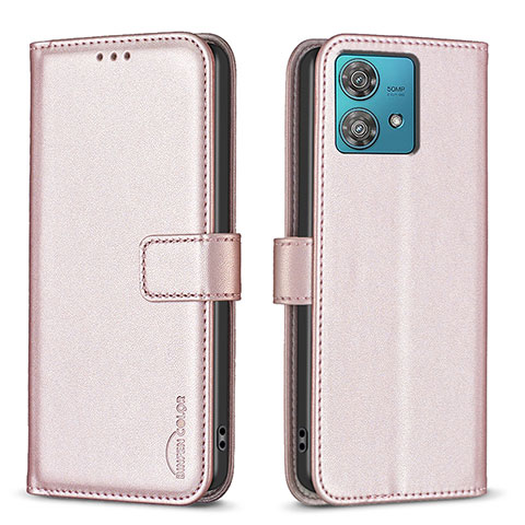 Handytasche Stand Schutzhülle Flip Leder Hülle B22F für Motorola Moto Edge 40 Neo 5G Rosegold