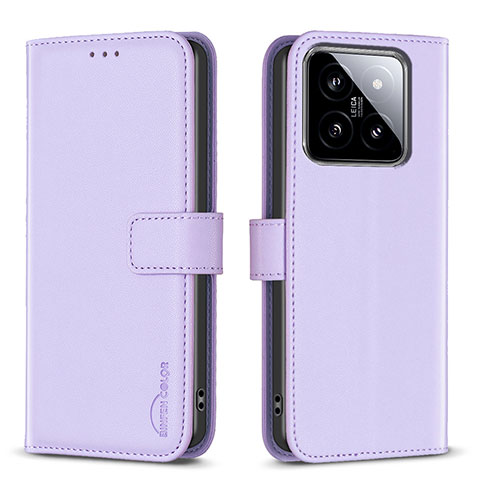 Handytasche Stand Schutzhülle Flip Leder Hülle B22F für Xiaomi Mi 14 Pro 5G Helles Lila