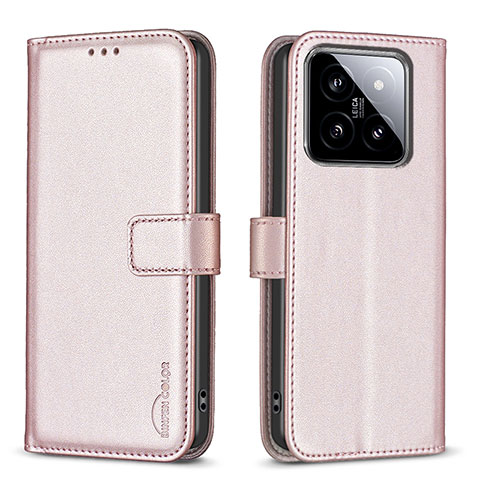 Handytasche Stand Schutzhülle Flip Leder Hülle B22F für Xiaomi Mi 14 Pro 5G Rosegold