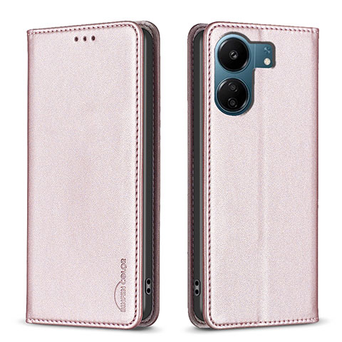 Handytasche Stand Schutzhülle Flip Leder Hülle B22F für Xiaomi Poco C65 Rosegold