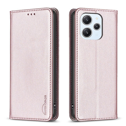 Handytasche Stand Schutzhülle Flip Leder Hülle B22F für Xiaomi Redmi 12 4G Rosegold