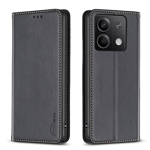 Handytasche Stand Schutzhülle Flip Leder Hülle B22F für Xiaomi Redmi Note 13 5G Schwarz