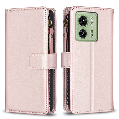 Handytasche Stand Schutzhülle Flip Leder Hülle B23F für Motorola Moto Edge (2023) 5G Rosegold