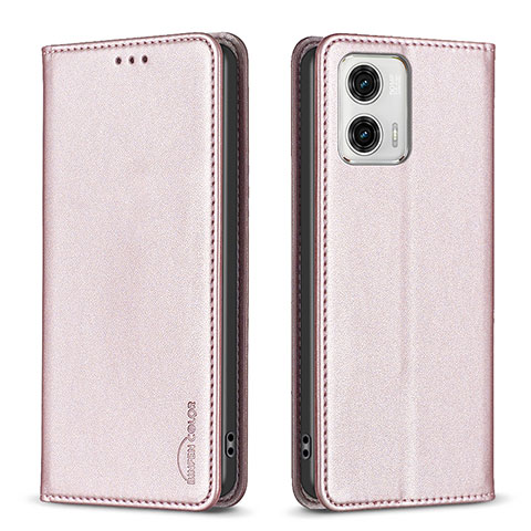 Handytasche Stand Schutzhülle Flip Leder Hülle B23F für Motorola Moto G73 5G Rosegold