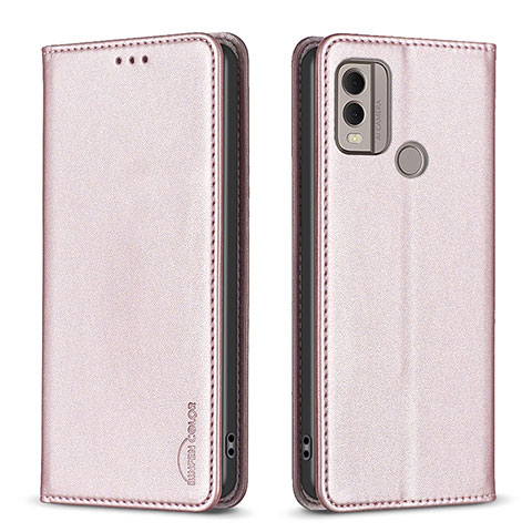 Handytasche Stand Schutzhülle Flip Leder Hülle B23F für Nokia C22 Rosegold