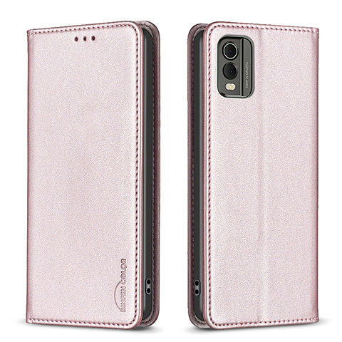 Handytasche Stand Schutzhülle Flip Leder Hülle B23F für Nokia C32 Rosegold