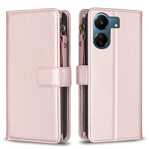 Handytasche Stand Schutzhülle Flip Leder Hülle B23F für Xiaomi Poco C65 Rosegold