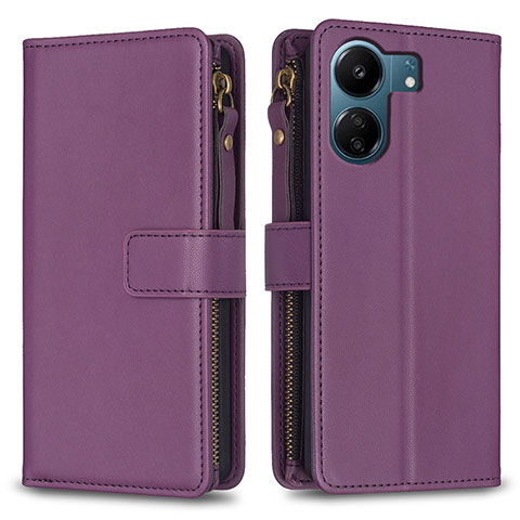 Handytasche Stand Schutzhülle Flip Leder Hülle B23F für Xiaomi Redmi 13C Violett