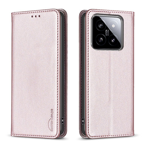 Handytasche Stand Schutzhülle Flip Leder Hülle B24F für Xiaomi Mi 14 Pro 5G Rosegold