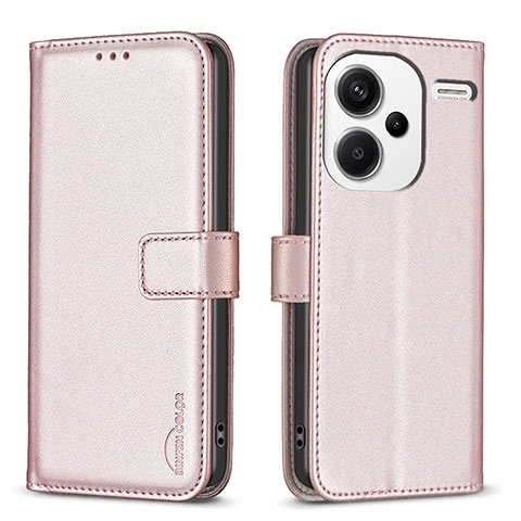 Handytasche Stand Schutzhülle Flip Leder Hülle B24F für Xiaomi Redmi Note 13 Pro+ Plus 5G Rosegold