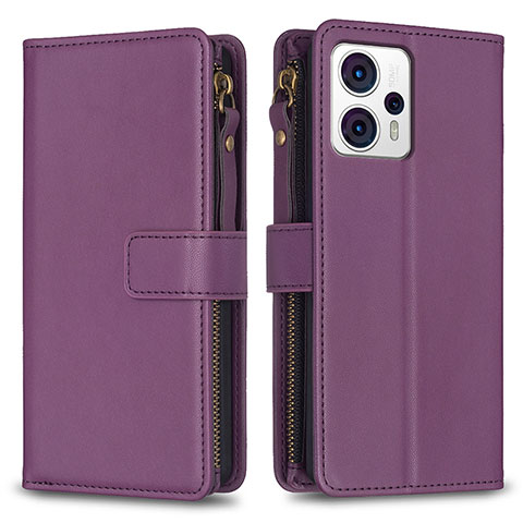 Handytasche Stand Schutzhülle Flip Leder Hülle B25F für Motorola Moto G23 Violett