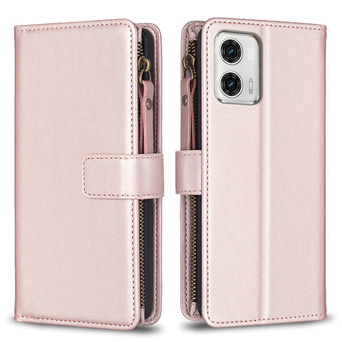 Handytasche Stand Schutzhülle Flip Leder Hülle B25F für Motorola Moto G73 5G Rosegold