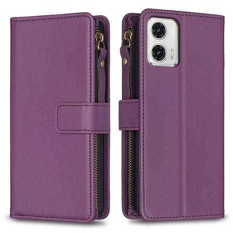 Handytasche Stand Schutzhülle Flip Leder Hülle B25F für Motorola Moto G73 5G Violett