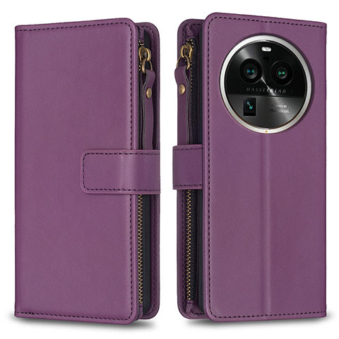 Handytasche Stand Schutzhülle Flip Leder Hülle B26F für Oppo Find X6 5G Violett