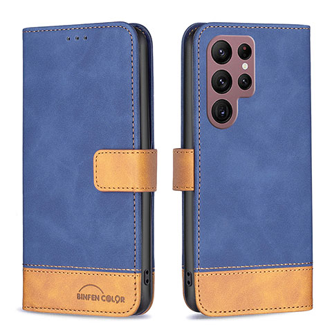 Handytasche Stand Schutzhülle Flip Leder Hülle BF1 für Samsung Galaxy S23 Ultra 5G Blau