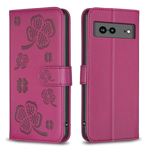 Handytasche Stand Schutzhülle Flip Leder Hülle Blumen BF1 für Google Pixel 7a 5G Pink