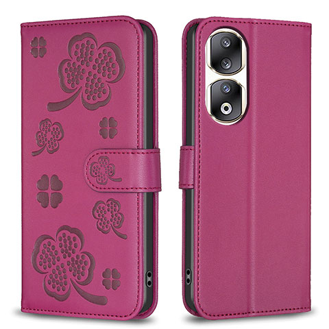 Handytasche Stand Schutzhülle Flip Leder Hülle Blumen BF1 für Huawei Honor 90 Pro 5G Pink