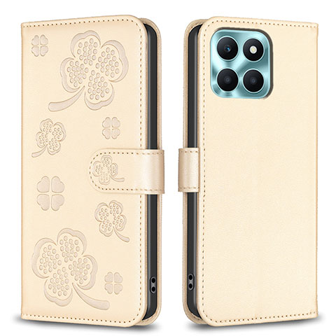 Handytasche Stand Schutzhülle Flip Leder Hülle Blumen BF1 für Huawei Honor X8b Gold