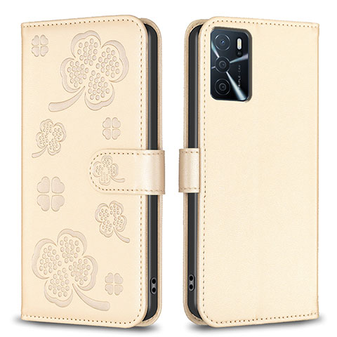 Handytasche Stand Schutzhülle Flip Leder Hülle Blumen BF1 für Oppo A16 Gold