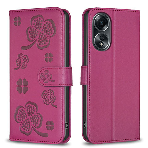 Handytasche Stand Schutzhülle Flip Leder Hülle Blumen BF1 für Oppo A18 Pink