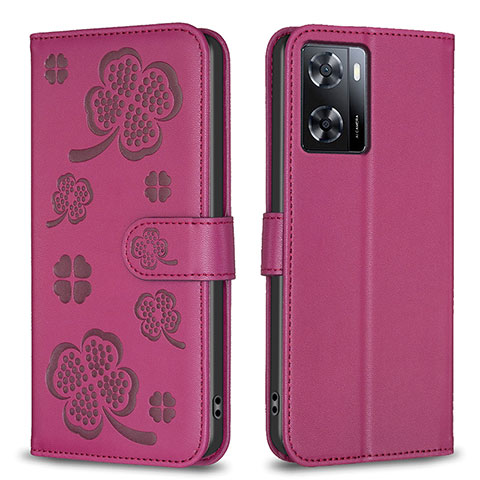 Handytasche Stand Schutzhülle Flip Leder Hülle Blumen BF1 für Oppo A77 4G Pink