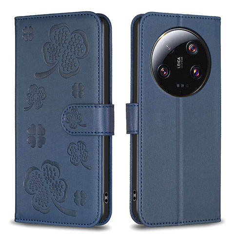 Handytasche Stand Schutzhülle Flip Leder Hülle Blumen BF1 für Xiaomi Mi 13 Ultra 5G Blau