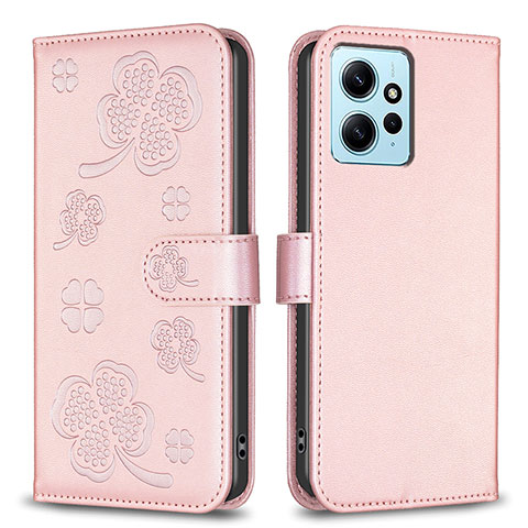 Handytasche Stand Schutzhülle Flip Leder Hülle Blumen BF1 für Xiaomi Redmi Note 12 4G Violett