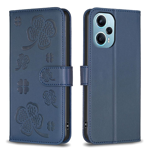 Handytasche Stand Schutzhülle Flip Leder Hülle Blumen BF1 für Xiaomi Redmi Note 12 Turbo 5G Blau