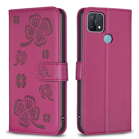 Handytasche Stand Schutzhülle Flip Leder Hülle Blumen BF2 für Oppo A15 Pink