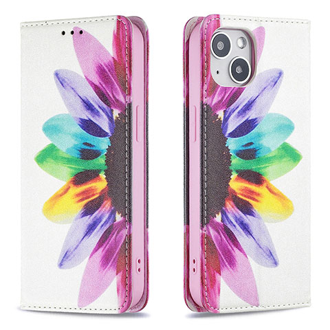 Handytasche Stand Schutzhülle Flip Leder Hülle Blumen für Apple iPhone 13 Mini Bunt